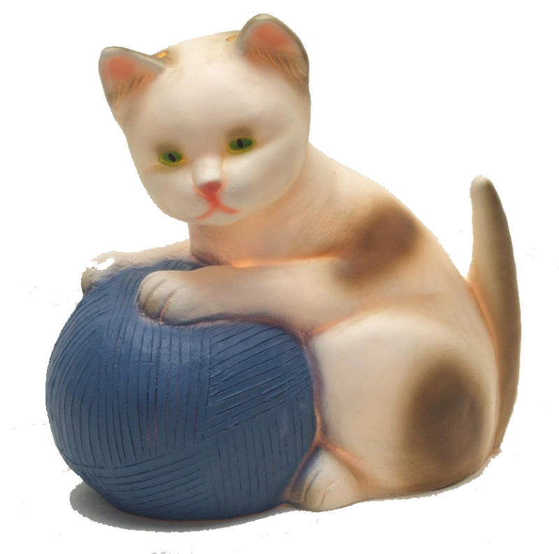 LAMPE VEILLEUSE CHAT AVEC PELOTE BLEUE