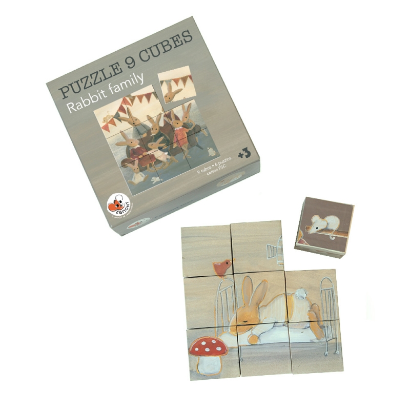 PUZZLE CUBES FAMILLE LAPIN